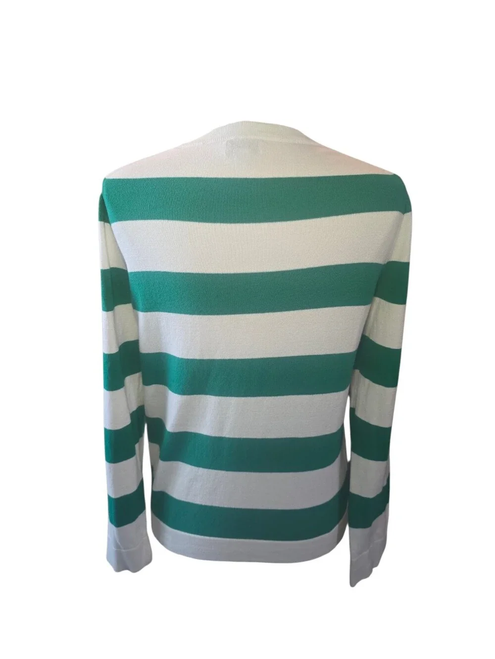 J. Crew Teddie Rugby Stripe Sweater Green White Size Large